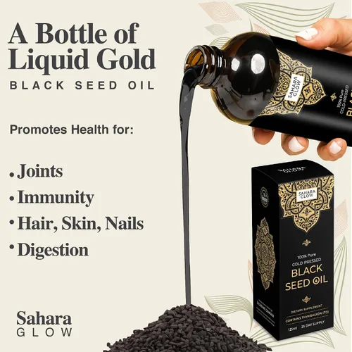 Vista 3 de Zamann Naturals Aceite de semilla negra – 100% puro Nigella Sativa, 1 vez prensado en frío y sin filtrar, fabricado en Egipto, alta timoquinona, 4.2