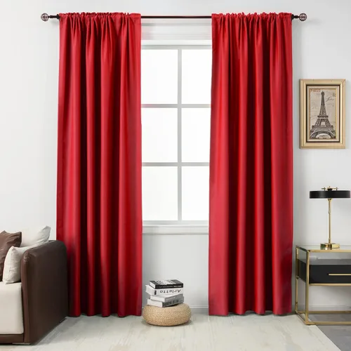 Vista 27 de DUALIFE Cortinas opacas de 45 pulgadas de largo, 2 paneles para ventanas pequeñas de dormitorio, aislamiento térmico, bolsillo para barra, cortinas