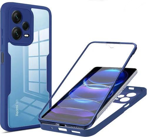 Vista 10 de CCSamll - Funda transparente para Xiaomi Redmi Note 12 Pro 5G con protector de pantalla, cuerpo completo, a prueba de golpes, delgada, cristal,