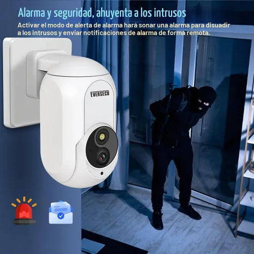Vista 8 de EVERSECU Cámara de seguridad PTZ inalámbrica 2K Plug&Play, enchufe de toma de corriente incorporado, detección de movimiento, seguimiento automático
