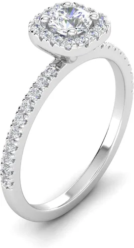 Vista 2 de 12Ctw halo anillo de compromiso de diamantes en oro blanco de 10 k