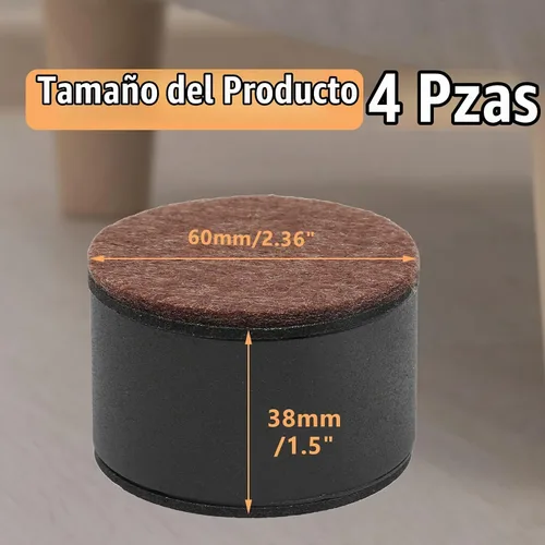 Vista 2 de Biaungdo 4 Pcs Self-Adhesive Furniture Risers, 1.5", Black Negro