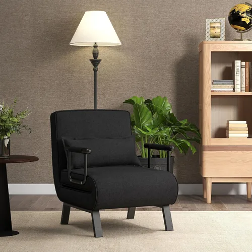 Vista 2 de HOMGX - Sofá cama convertible 4 en 1, reclinable, con respaldo de 6 posiciones ajustables, sofá cama plegable con esponja de alta elasticidad, ideal