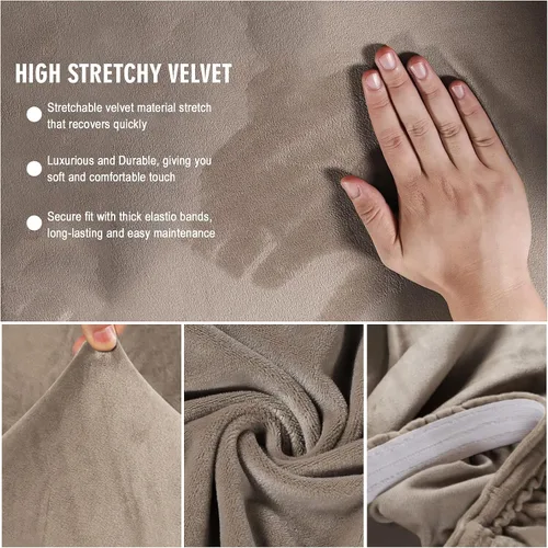 Vista 2 de TOPCHANCES Funda de sofá cama sin brazos, funda de terciopelo de felpa para sofá, funda de sofá tamaño matrimonial, lavable y extraíble, protector