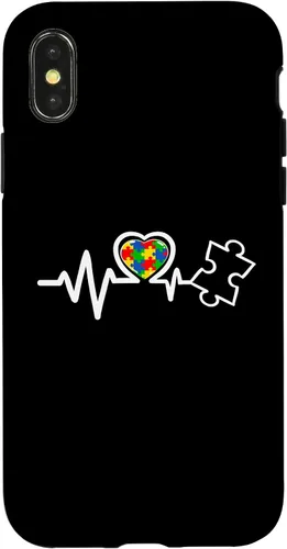 Vista 5 de Heart Puzzle Piece Heartbeat Cool Autism Awareness Case for iPhone 16