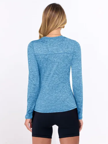 Vista 4 de ANRABESS Camisas atléticas de manga larga para mujer, de secado rápido, ajustadas, para yoga, gimnasio