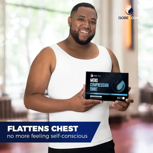 Vista 8 de QORE LOGIQ Camisas de compresión de ginecomastia para hombres, camiseta sin mangas adelgazante, moldeador de cuerpo, fajas para hombres, sujetador
