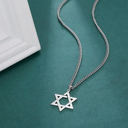 Vista 16 de EUEAVAN Collar con dije de estrella de David contra el mal de ojo de seis puntas con dije de estrella de David, hexagrama demoníaco religioso