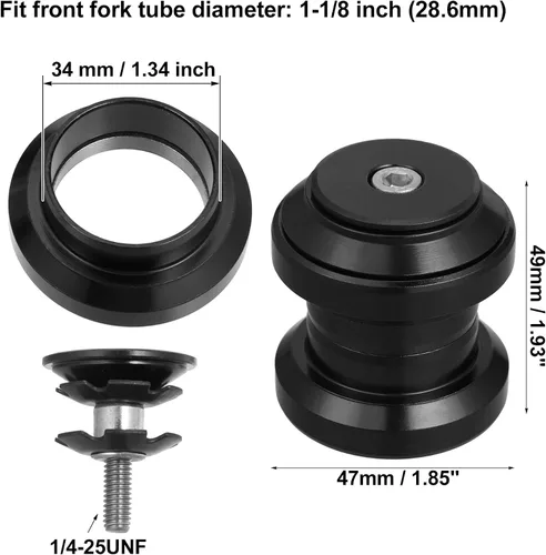 Vista 4 de X AUTOHAUX 1.339 in 1-1/8 "Auriculares de bicicleta sin rosca Combo Bike Auriculares externos sin rosca Rodamientos de cartucho sellado MTB Road
