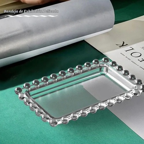 Vista 4 de Molde de bandeja de resina con bordes de cuentas, molde rectangular para placa de joyería para resina epoxi, soporte para velas, jabonera
