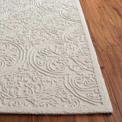 Vista 2 de SAFAVIEH Trace Collection - Alfombra decorativa de 2 x 3 pies, color marfil, lana hecha a mano, ideal para zonas de alto tráfico en entrada, sala