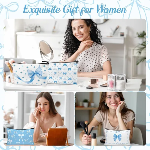 Vista 6 de Bolsa de maquillaje HSDSH Kit de supervivencia en bolsa para viajes, mujeres, madre, mamá, empleada, regalo, Azul