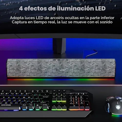 Vista 5 de SOULION Altavoces de computadora para monitor de escritorio USB Plug & Play Barra de sonido de PC