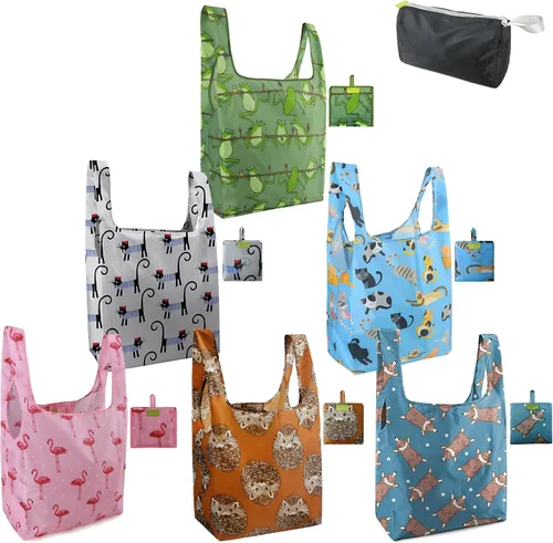 Vista 73 de BeeGreen Bolsas de comestibles reutilizables de Navidad con bolsa de almacenamiento con cremallera, paquete de 10 bolsas de compras reutilizables a
