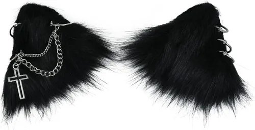 Vista 34 de VIGVAN Accesorios de orejas de gato para cosplay, punk, gótico, cruz, orejas de gato, pinzas para la cabeza