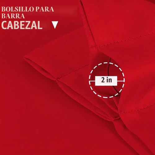 Vista 5 de Cenefa de ventana extra ancha roja para dormitorio, sala de estar, cocina, baño, media ventana, juego de paneles de cortina corta, 1 pieza Rojo