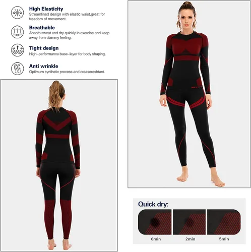 Vista 2 de MEETYOO Thermal Underwear for Women, Winter Warm Long Johns Thermal Sets Cold Weather Gear Base Layer for Skiing Running