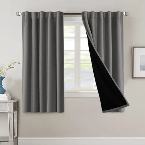 Vista 110 de H.VERSAILTEX Cortinas 100% opacas para dormitorio con forro negro, cortinas de oscurecimiento de habitación completa, con aislamiento térmico