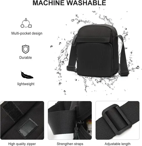 Vista 4 de WEPLAN Bolso cruzado para hombre, mini bolso de hombre, bolso de hombro de mensajero de viaje para hombre, bolsas laterales pequeñas para hombre