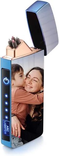 Vista 7 de Encendedor de arco eléctrico personalizado para hombres, recargable por USB personalizado con imagen, nombre grabado/fecha/mensaje para padre
