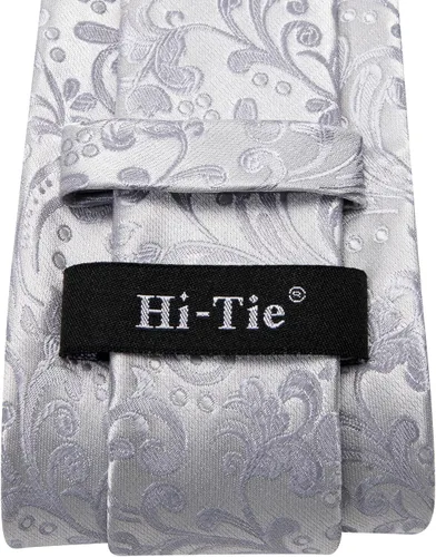 Vista 18 de Hi-Tie Corbatas de seda para hombre, diseño de cachemira a rayas, con bolsillo, gemelos cuadrados, conjunto formal de negocios