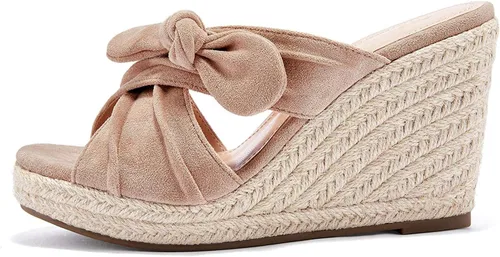 Vista 3 de Sandalias de plataforma para mujer con punta abierta, suela de alpargata y moño para verano