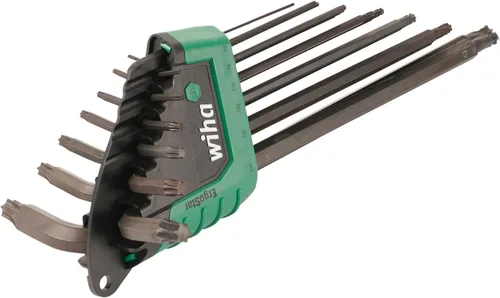 Vista 2 de Wiha 36689 ErgoStar Torx - Juego de llaves en L, 13 piezas, T5–T45, extremo de bola y estándar, soporte de apertura rápida automática, óxido negro