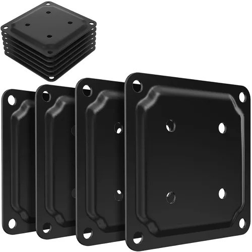 Vista 9 de ForoGore Conector de placa de poste de madera de 4 x 4 pulgadas, base de poste de cubierta con recubrimiento de polvo, base de anclaje para poste