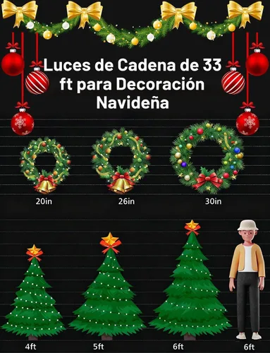 Vista 6 de echosari Guirnalda de luces de Navidad, 100 luces LED inteligentes de 33 pies, millones de colores que cambian con la aplicación, sincronización