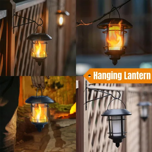 Vista 6 de Dynaming 6 unidades de luces de antorcha de llama solar al aire libre, luz de jardín de llama parpadeante de doble uso para Halloween, linternas