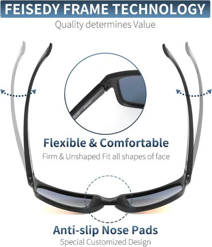 Vista 5 de FEISEDY Gafas de sol deportivas polarizadas para hombres y mujeres, gafas clásicas de pesca, conducción y ciclismo, protección UV400 B2234
