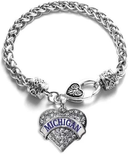 Vista 75 de Pulsera de plata con dije de corazón pavé con joyas de circonita cúbica
