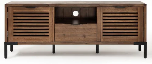 Vista 6 de Bme Millie - Soporte de TV de madera maciza para televisores de hasta 65 pulgadas, moderno soporte de TV de estilo granja con encanto rústico