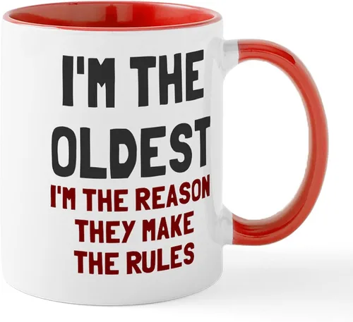 Vista 8 de CafePress Taza de café de cerámica con texto en inglés "I'm The Oldest Make Rules" (11 oz)