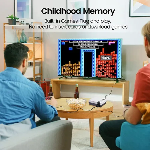 Vista 4 de Retro Game Console with 620 Built-in Video Games,Classic Mini Game System with Wired Controller, AV Output Plug and Play Video Games (Grey)