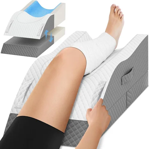 Vista 21 de TranquilRelax Almohada para piernas, almohada de elevación de piernas con almohadilla y espuma viscoelástica, almohada de altura ajustable