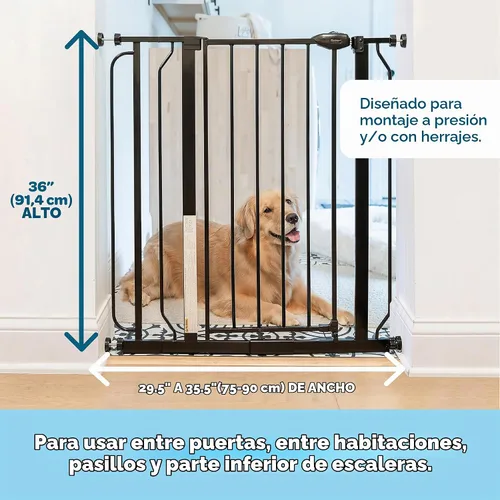 Vista 2 de Carlson - Puerta extra alta para mascotas con puerta pequeña para mascotas, para aberturas de 29 a 39 pulgadas de ancho, incluye kit de extensión