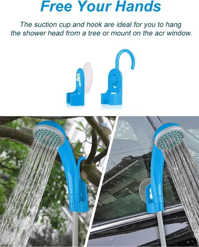 Vista 6 de innhom Ducha portátil para campamento, ducha al aire libre, bomba de ducha de campamento, eléctrica recargable portátil, alimentado por batería