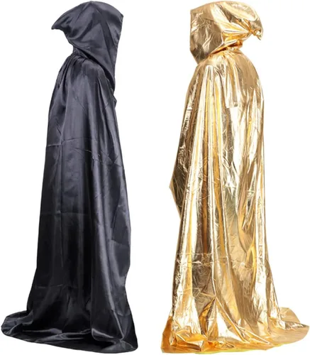 Vista 8 de Capa larga de terciopelo con capucha para Halloween Navidad cosplay disfraz de adulto