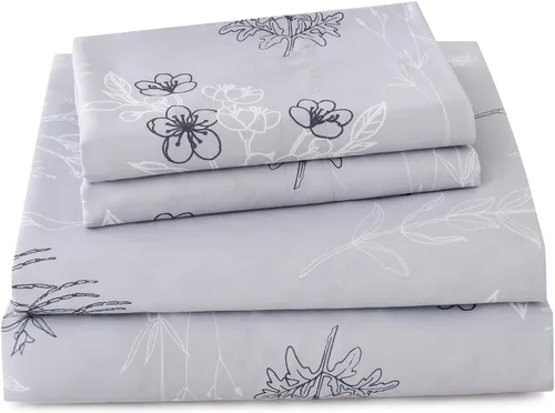 Vista 54 de Yibeizi - Juego de sábanas con estampado floral para cama de tamaño queen, sábanas de microfibra con patrón botánico boho, fundas para almohada