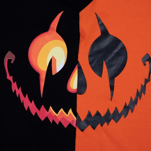 Vista 4 de KIDDAD Camiseta de Halloween para mujer, camiseta divertida con estampado de cara de calabaza