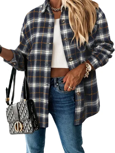 Vista 71 de ZOLUCKY Chaqueta de manga larga con botones para mujer, talla grande, blusas