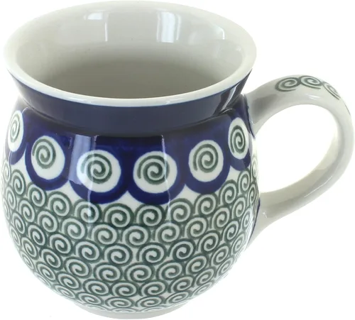 Vista 32 de Blue Rose Polish Pottery - Blue Alyce Bubble Mug - 16 oz - Unique Shape Mug for Coffee & Tea