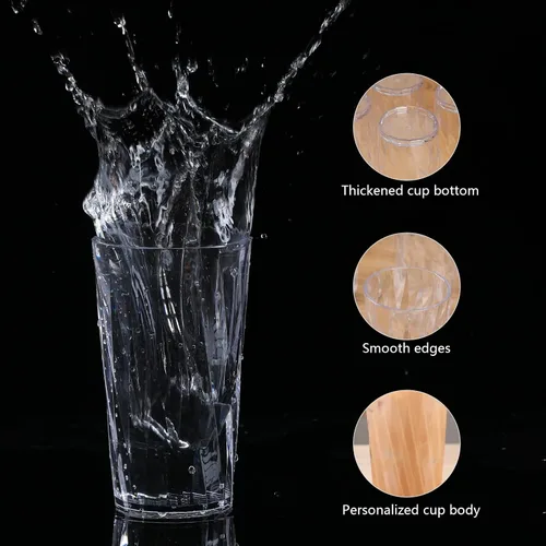 Vista 4 de vasos de plástico irrompibles, juego de 8, vasos de plástico a prueba de roturas, vasos de plástico transparentes, vasos de plástico de 10 oz, aptos