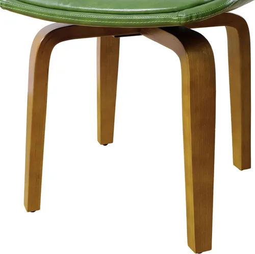 Vista 4 de Zouron Silla de escritorio sin ruedas, moderna silla de oficina de madera, silla de cuero sintético con brazo para sala de estar, dormitorio