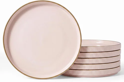 Vista 44 de famiware Star Platos de Ensalada para 6, Juego de Platos de 8 Pulgadas, Vajilla de Gres, Platos Pequeños para Postre, Ensalada, Aperitivo, Blanco
