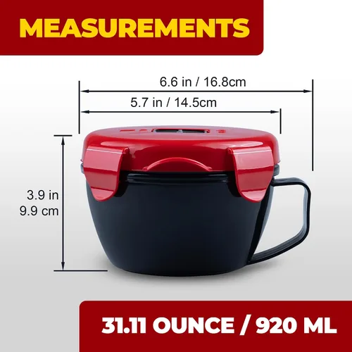 Vista 7 de MATICAN Tazón de sopa para microondas con tapa, taza de sopa con tapa, recipientes de microondas para fideos ramen, sopa, bebidas, 31.11 onzas