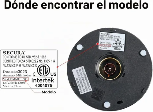 Vista 3 de Secura - Juego de batidor eléctrico para leche y calentador