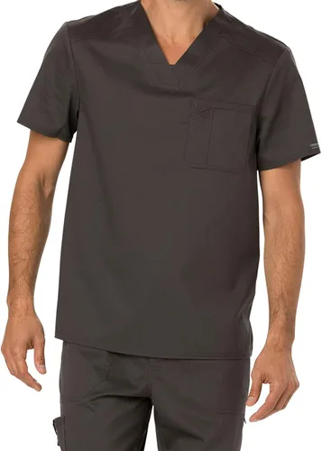 Vista 2 de Conjunto de ropa quirúrgica Workwear Revolution WW690 con camiseta con cuello en V y pantalón delantero WW140, color peltre, parte superior