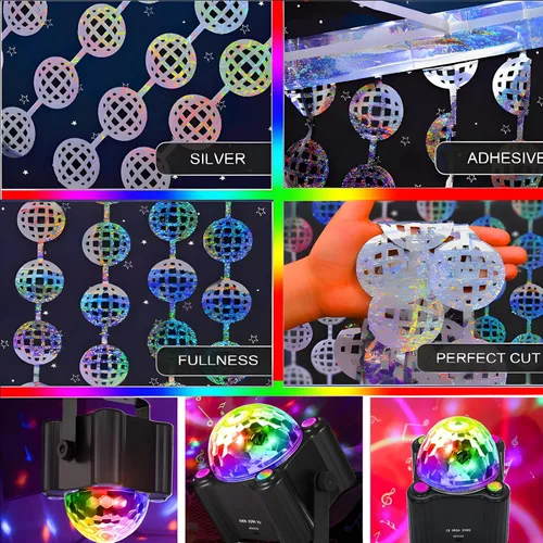 Vista 8 de Luz de bola de discoteca, luces de DJ para fiestas, luces estroboscópicas activadas por sonido, decoraciones de fiesta de discoteca, iluminación